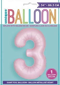 Funny Balloons Usa 3 Light Pink Number 13883 - 34 In Foil Balloons
