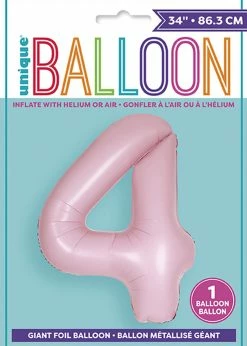 Funny Balloons Usa Foil Balloons 4 Light Pink Number 13884 - 34 In