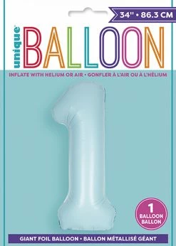 Funny Balloons Usa 1 Light Blue Number 13891 - 34 In Foil Balloons