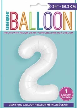 Funny Balloons Usa 2 White Number 13962 - 34 In Foil Balloons