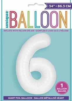 Funny Balloons Usa 6 White Number 13966 - 34 In