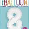 Funny Balloons Usa 8 White Number 13968 - 34 In