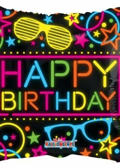 Funny Balloonsusa Happy Birthday Neon With Glasses 15434-18