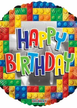Funny Balloons Usa Happy Birthday Building Bricks 15452 - 18 Foil Balloons