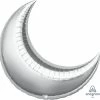 Funny Balloons Usa Silver Crescent 1629999 - 35 In Foil Balloons