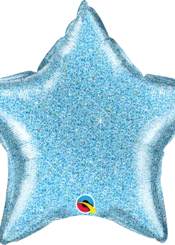 Funny Balloons Usa Glittergraphic Light Blue Star 216203 Foil Balloons