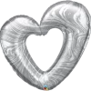 Funny Balloons Usa Foil Balloons Open Marble Heart Silver 23181