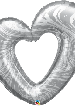 Funny Balloons Usa Foil Balloons Open Marble Heart Silver 23181
