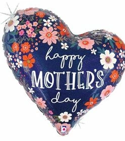 Funny Balloons Usa Happy Mother's Day Floral Heart 25171 Foil Balloons