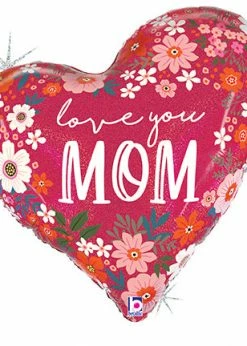 Funny Balloons Usa Happy Mother's Day Floral Heart 25171 Foil Balloons