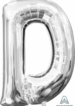 Funny Balloons Usa Foil Balloons Silver D Letter 3301711 - 16 In