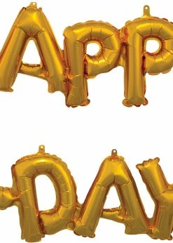 Funny Balloons Usa Happy B-Day Phrase White Gold 4467511