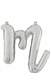 Funny Balloons Usa Silver M Letter Script - 14 In Foil Balloons