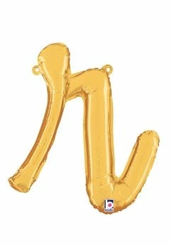 Funny Balloons Usa Gold R Letter Script - 14 In Foil Balloons