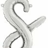 Funny Balloons Usa Foil Balloons Silver S Letter Script - 14 In