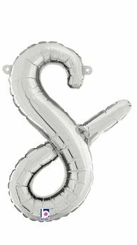 Funny Balloons Usa Foil Balloons Silver S Letter Script - 14 In