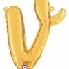 Funny Balloons Usa Foil Balloons Gold V Letter Script - 14 In