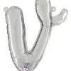 Funny Balloons Usa Foil Balloons Silver V Letter Script - 14 In
