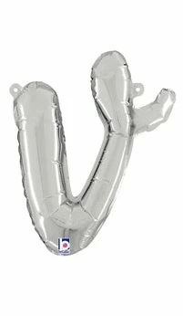 Funny Balloons Usa Foil Balloons Silver V Letter Script - 14 In