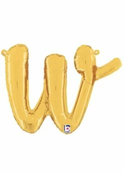 Funny Balloons Usa Gold W Letter Script - 14 In Foil Balloons