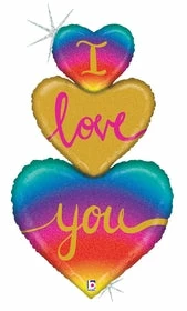 Funny Balloons Usa Foil Balloons I Love You Heart Trio 35919 - 30 In