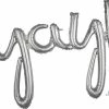 Funny Balloons Usa Script Phrase Yay! Silver 3669301 Foil Balloons