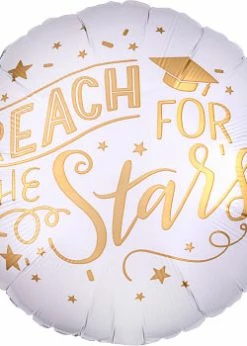 Funny Balloons Usa Foil Balloons Reach For The Stars White & Gold 3763601