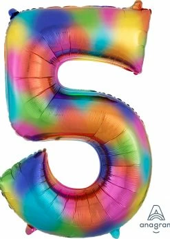 Funny Balloons Usa 5 Rainbow Splash 3853501- 34 In Foil Balloons