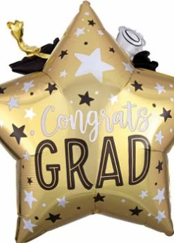 Funny Balloons Usa Foil Balloons 3-D Grad Star & Diploma 39338