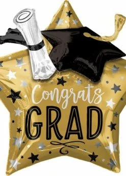 Funny Balloons Usa Foil Balloons 3-D Grad Star & Diploma 39338