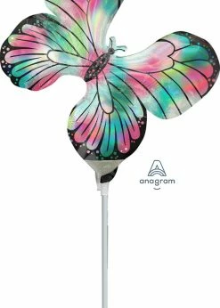 Funny Balloons Usa Mini Iridescent Teal & Pink Butterfly 39449 - 14 In