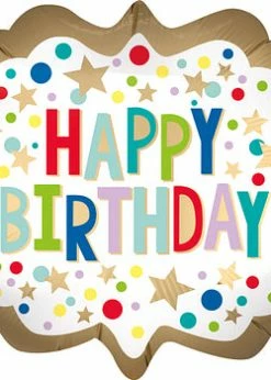 Funny Balloons Usa Happy Birthday Gold Satin Marquee Dots 4126001 Foil Balloons