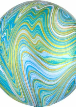 Funny Balloons Usa Foil Balloons Marblez Blue & Green Orbz 4139301