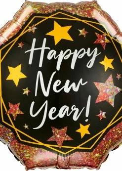 Funny Balloonsusa Happy New Year Gold Sparkle 4336001 Foil Balloons
