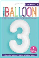Funny Balloons Usa Foil Balloons 3 White Number 13963 - 34 In
