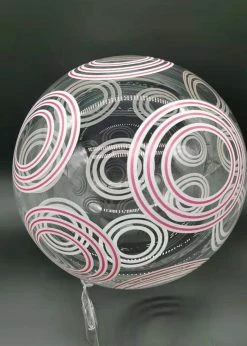 FunnyBalloonsusa White & Fuchsia Circles Printed Bubble Balloon - 20 In Bubbles