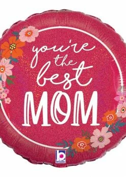 Funny Balloonsusa You're The Best Mom Floral 26171 Foil Balloons