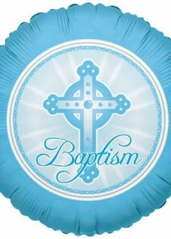 Funny Balloons Usa Baptism Cross Blue 17693 - 18 In Foil Balloons