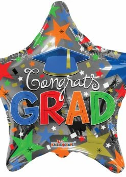 Funny Balloons Usa Congrats Grad Blue Cap 85344 - 18 Foil Balloons