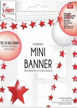 Funny Balloons Usa Accessories 3D Mini Banner Diamond Red Star 97040