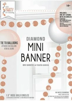 Funny Balloons Usa 3D Mini Banner Diamond Rose Gold Circle 98245 Accessories