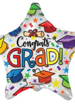 FunnyBalloonsusa 18″ Grad Multicolor Caps. 85345-18