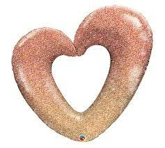 Funny Balloons Usa Rose Gold Glitter Ombre Heart 21073 Foil Balloons