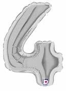 Funny Balloonsusa Number 4 Silver 7 In Foil Balloons