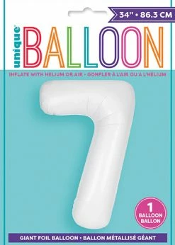Funny Balloons Usa Foil Balloons 7 White Number 13967 - 34 In