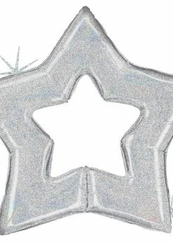 Funny Balloons Usa Linking Silver Glitter Holographic Star 35987 Foil Balloons