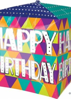 Funny Balloonsusa Colorful Triangles Bday Cubez 3962001 Foil Balloons