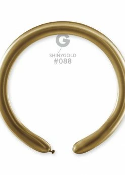 Funny Balloons Usa Shiny Balloons DB4: #088 Shiny Gold 2/60 In (50 Pcs) 558807