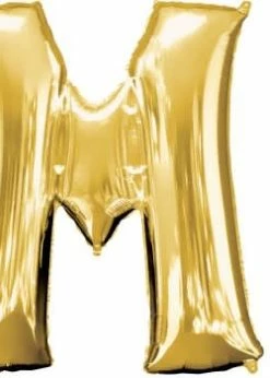 Funny Balloonsusa Gold M Giant Letter 3297201- 34 In Foil Balloons