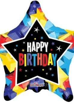 Funny Balloonsusa Happy Birhtday Bright Color Star 15058-18 Foil Balloons